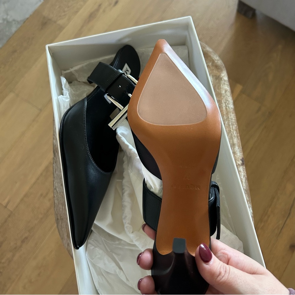 New Alexander McQueen Birdee T-Bar Leather Mules Heels - Picture 12 of 14